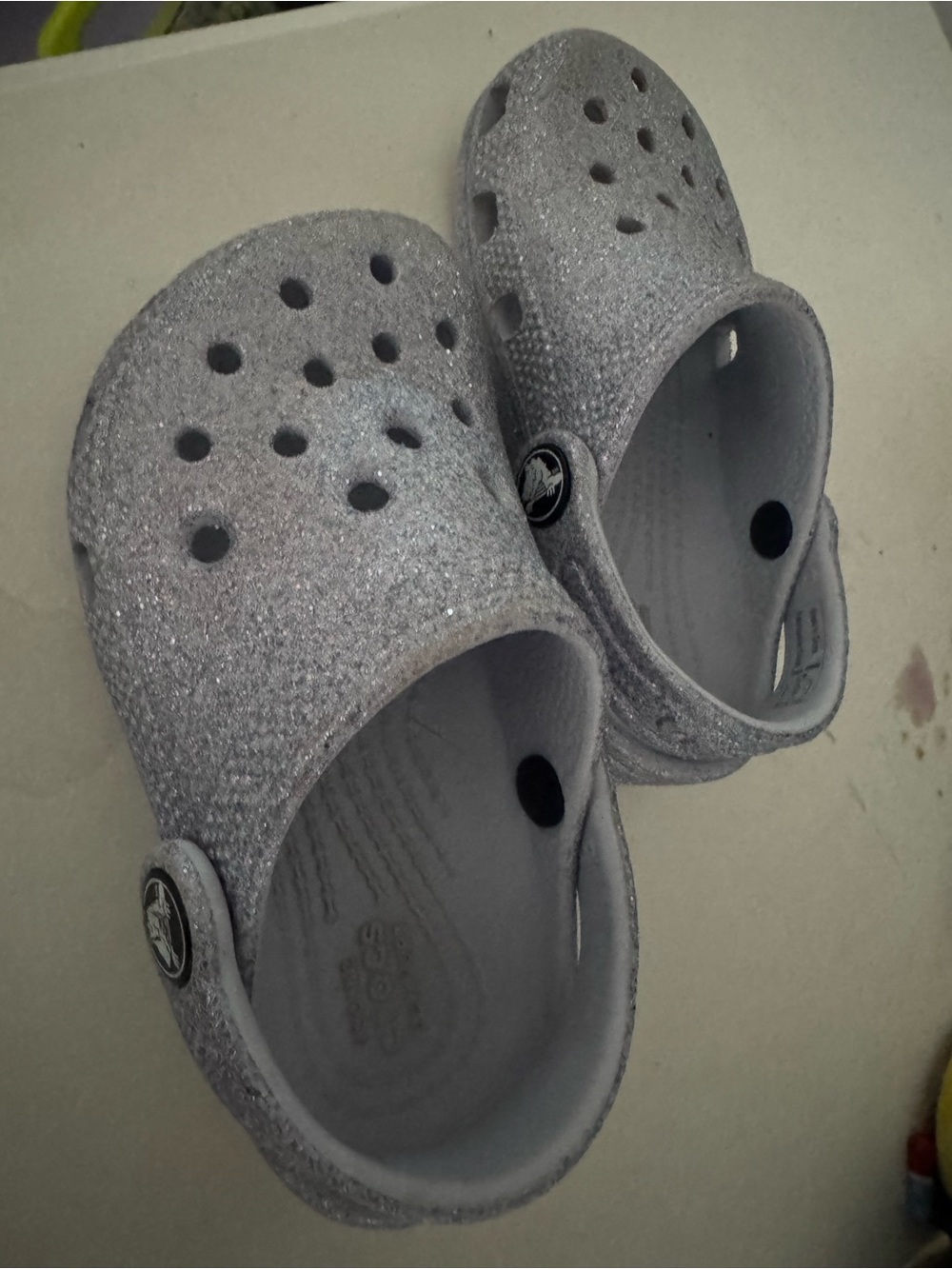 CROCS Kids' Glitter Clogs in Silver